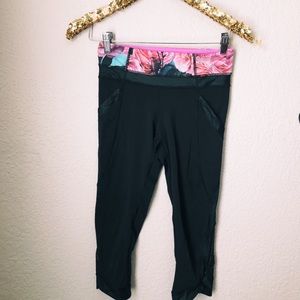 lululemon floral crops with pockets